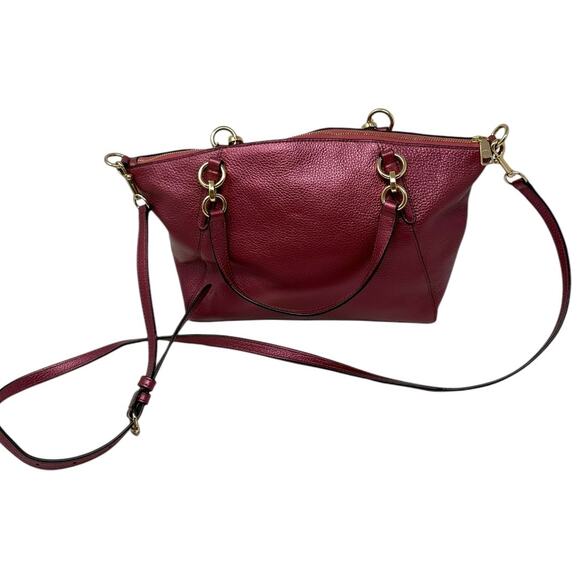 Coach Metallic Pebble Leather Small Kelsey Satchel in Antique Blush - Picture 5 of 12